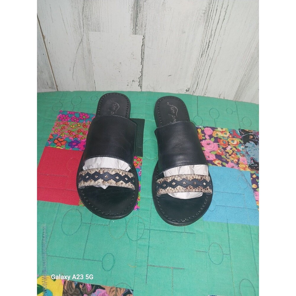 Free People Saturday Sandal Leather Slip-On Style Black Size 39.5